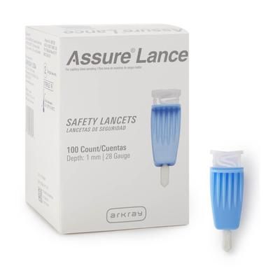 Assure Safety Lancet 28 Gauge Protective Safety Cap Push Button Activation Finger (689752_CS)