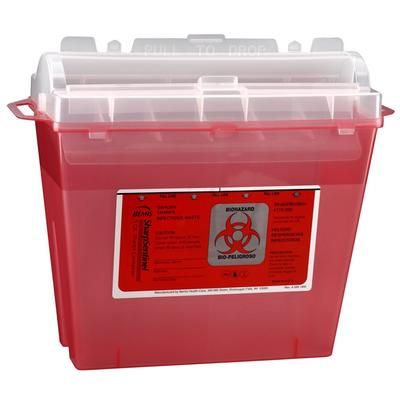 Bemis Sentinel Sharps Container Translucent Red Base 10 H X 5-1/4 W X 11 D Inch Horizontal Entry 1.25 Gallon (298930_EA)