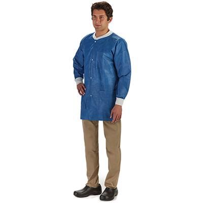 LabMates Lab Jacket Blue Large Hip Length SMS Disposable (1149956_BG)
