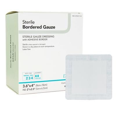 DermaRite Bordered Gauze Island Dressing 3-3/5 X 4 Inch Square Sterile (946442_BX)