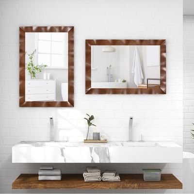41.5 X 28 Inches Farmhouse Wall Mirror With Solid Wood Frame, Rustic Brown Elegance 41.5 X 28 Inches Farmhouse Wall Mirror With Solid Wood Frame, Rustic Brown Elegance