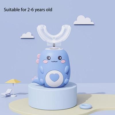 Kids U Shaped Electric Toothbrush 360 Smart Cartoon Silicone Toothbrush, Rechargeable & Sonic For Children 2 6 Years Old Blue