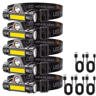 Rechargeable LED Headlamp With Magnetic Base And Waterproof Design 5pcs
