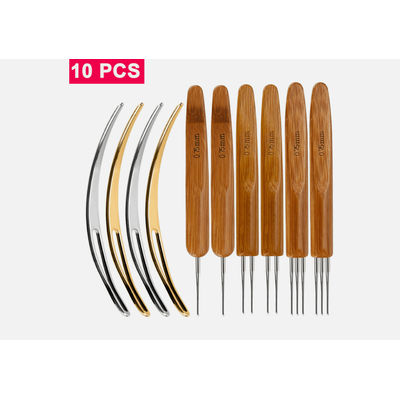 10PCS Bamboo Handle Crochet Dreadlock Hook Needle Tool Set For Braiding, Hair Making, Repair, Wig Weaving & DIY Craft 10PCS Bamboo Handle Crochet Dreadlock Hook Needle Tool Set For Braiding, Hair Making, Repair, Wig Weaving & DIY Craft