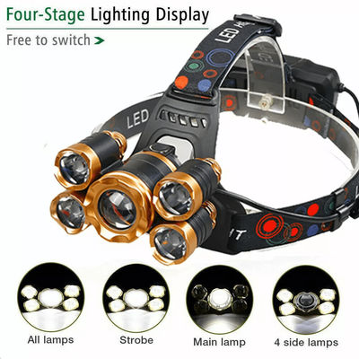 Super Bright 5X LED Headlamp, Rechargeable Waterproof Head Torch With Zoom, Adjustable Beam, Ideal For Camping,Hiking Super Bright 5X LED Headlamp, Rechargeable Waterproof Head Torch With Zoom, Adjustable Beam, Ideal For Camping,Hiking