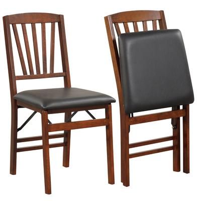 Vintage Rubber Wood Set, Folding Chairs With Cushioned Seat, Foldable, Pre Assembled Dining Chairs For Compact Storage Vintage Rubber Wood Set, Folding Chairs With Cushioned Seat, Foldable, Pre Assembled Dining Chairs For Compact Storage