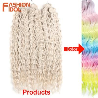 Ariel Hair Water Wave Crochet Braids, Synthetic Twist Curly Hair Ombre Blonde Brown Deep Wave Braiding Hair Extensions hpd127 24inches 60cm