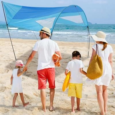 Beach Sunshade Shelter Portable Wind Powered Sun Tent For Family Trips Easy To Carry & Install Beach Sunshade Shelter Portable Wind Powered Sun Tent For Family Trips Easy To Carry & Install