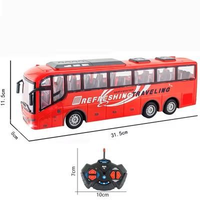 RC Electric Bus Toy With LED Lights Remote Controlled School And Tour Bus Model For Kids red