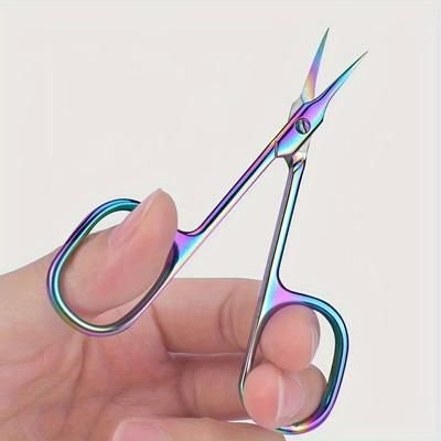 Premium Stainless Steel Cuticle Scissors With Curved Tip Thin Blade, Nail Clippers & Dead Skin Trimmer For Manicure colorful
