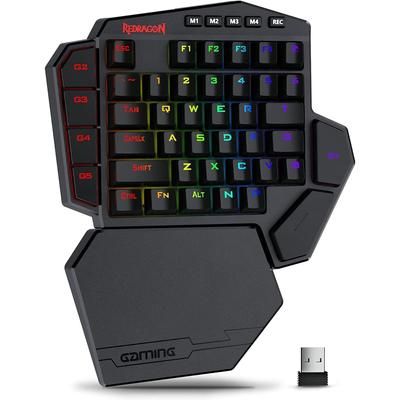 Redragon K585 PRO One Handed Wireless Gaming Keyboard, 42 Keys, 3 Mode RGB, 7 Macro Keys, Wrist Support red Switch