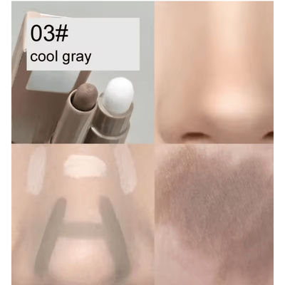 Double Ended Contour And Highlight Stick Waterproof Cream Makeup For Sculpted, Radiant Skin 03 Cool Gray