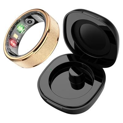 Fitness Smart Ring, Sleep Tracker, 5ATM Waterproof, Multi Sport Modes, Includes Charging Case (Unisex) gold 8