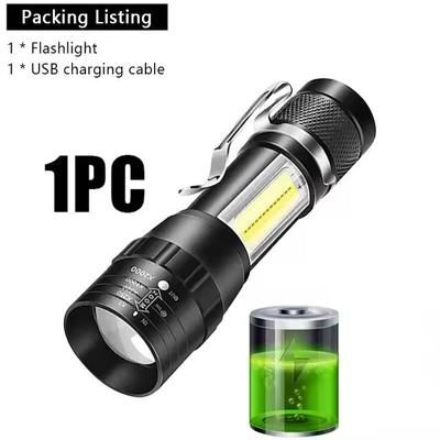 Rechargeable Mini LED Flashlight With Zoom And Waterproof Design 1pcs