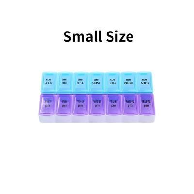 New Weekly Pill Organizer, Portable 7 Day Travel Pill Case With 14 Grids For Vitamins, Medicine & Fish Oil Tablets blue purple S