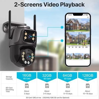 4MP Dual Lens Outdoor Wifi PTZ Security Camera With AI Tracking And Optional SD Storage 4mp + 32gb Sd Card us Plug