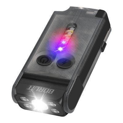V30 EDC LED UV Flashlight, 12 Modes, Rechargeable Power Bank, Magnetic Clip, 180 Swivel, Buzzer, Camping Torch black