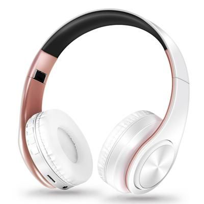 Gold Wireless Bluetooth Headphones For Men Gift, Stereo Headset With Built in MIC & 3.5mm AUX Jack For IPhone Samsung white Rose Gold