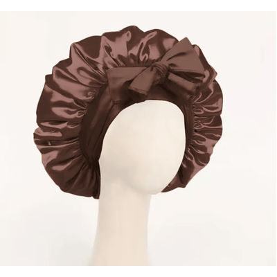 Adjustable Satin Bonnet For Sleeping With Tie Band Soft Hair Protection For Women And Men coffee