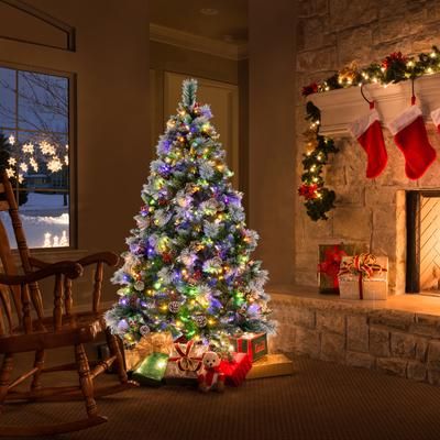 Pre Lit Artificial Christmas Tree With Warm White And Multicolor LED Lights, Durable, Easy Setup Holiday Decor Pre Lit Artificial Christmas Tree With Warm White And Multicolor LED Lights, Durable, Easy Setup Holiday Decor