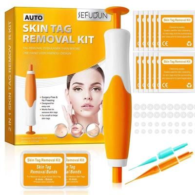2 in 1 Skin Tag And Mole Remover Kit Safe, Painless At Home Wart Removal Device orange