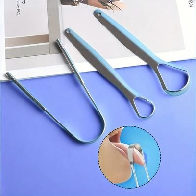 Premium Metal Tongue Scraper Cleaner, Stainless Steel Tongue Brush For Adults & Kids, Portable & Hygienic Premium Metal Tongue Scraper Cleaner, Stainless Steel Tongue Brush For Adults & Kids, Portable & Hygienic