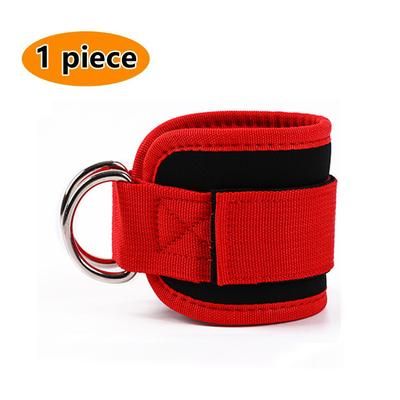Premium Cable Ankle Straps Double D Ring Cuffs, Gym Workout Support For Glutes, Legs Strength Training & Sport Safety red