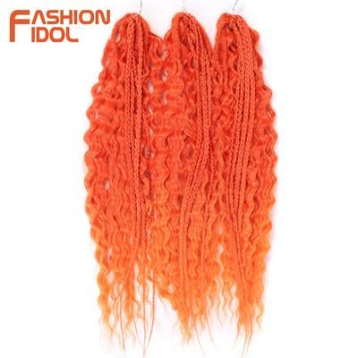 Ariel Hair Water Wave Crochet Braids, Synthetic Twist Curly Hair Ombre Blonde Brown Deep Wave Braiding Hair Extensions tred orange 24inches 60cm