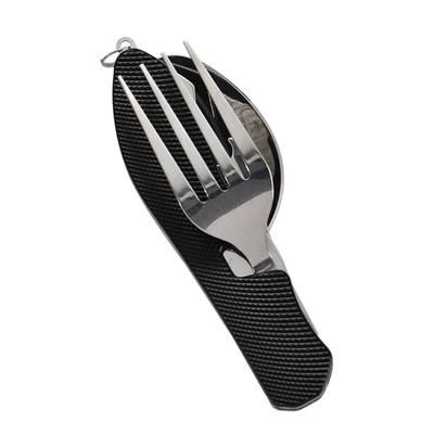 Portable Camping Utensil Set, Foldable Stainless Steel Knife Fork Spoon Combo For Travel, Picnic, Hiking & Adventure black