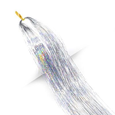 Long Sparkle Hair Tinsel Extension, Glitter Shiny Strands For Women Braiding, Headdress, Party, Hippie Hair Accessory 9 22inches 55cm