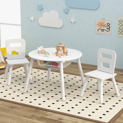 Wood Activity Kids Table And Chair Set With Center Mesh Storage 3 Piece Childrens Play Furniture Set Wood Activity Kids Table And Chair Set With Center Mesh Storage 3 Piece Childrens Play Furniture Set