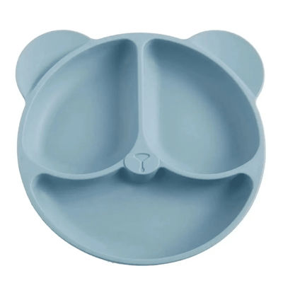 BearGrip Baby Silicone Suction Plate Fall Proof, BPA Free Feeding Solution blue
