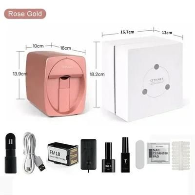 Smart Nail Printer With 3D Wireless Nail Art And Ink Cartridge pinter Rose Gold