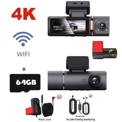 3 Channel 4K Dash Cam With Inside And Rear Lens GPS Video Recorder And UHD Camcorder For Full Vehicle Coverage no Gps 3 Cam 64 Gb