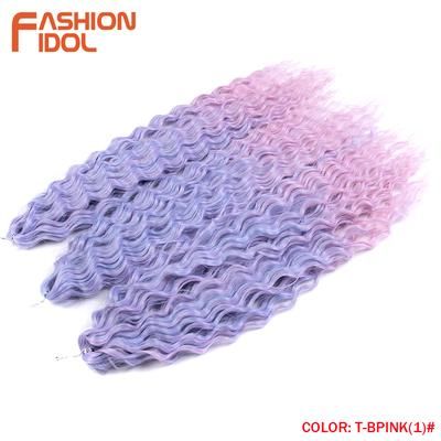 Ariel Hair Water Wave Crochet Braids, Synthetic Twist Curly Hair Ombre Blonde Brown Deep Wave Braiding Hair Extensions t bpink(1) 24inches 60cm