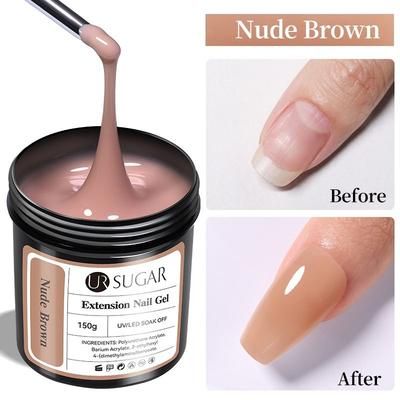 UR Sugar Deluxe Builder Gel Kit Nude & Clear Hard Extension Gel For Strong Salon Nails nudebrown