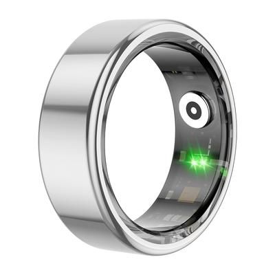 Smart Ring Military Grade Titanium Steel Shell, Health Monitoring IP68 & 3ATM, Waterproof Multi Sport Modes silver 8