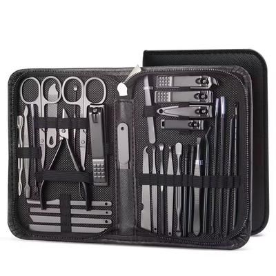 Professional Stainless Steel Manicure And Pedicure Set Grooming Kit With Scissors And Nail Tools 32pcs Black black