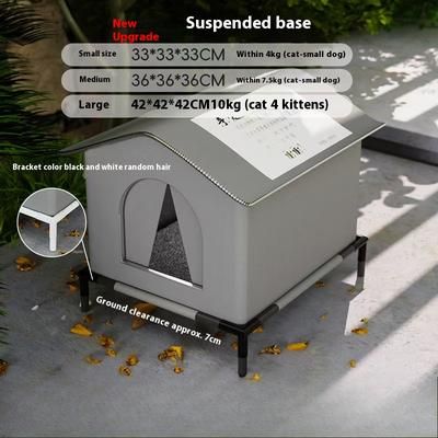 Waterproof Outdoor Cat House, Feral Cat Shelter With Cold Resistance with Bracket Gray l