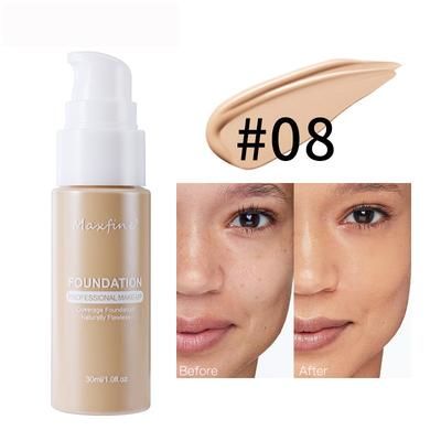Lightweight Liquid Foundation With Full Coverage, Oil Control, Waterproof & Sweat Resistant Concealer 08