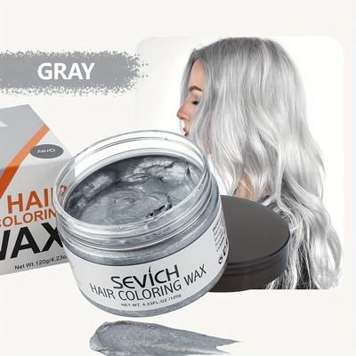 Temporary Hair Color Wax, Easy To Wash DIY Hair Dye For Beards, Eyebrows & Styling (Dyed Mud) gray