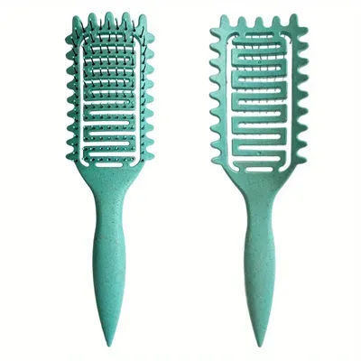 3 In 1 Curl Define Styling Brush, Hair Comb For Tangled Hair, Hollow Out Brush For Shaping Defining Curls 1pc Green