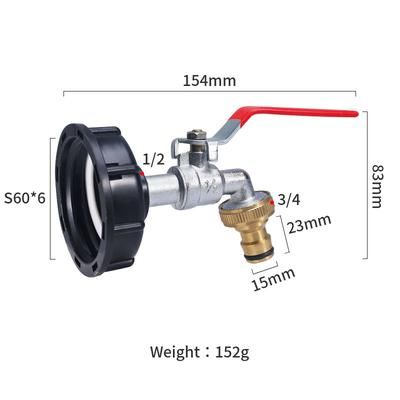 Metal Hose Coupling & Water Pipe Fitting Durable IBC Tank Tap Connector For Garden & Home Use silver2 1 2