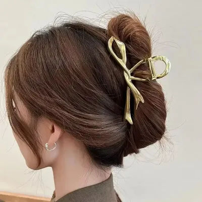 Red Velvet Bow Hair Clips For Women, Elegant French Hair Claw Clip For Autumn Winter, Hair Accessories & Headwear Gift gold