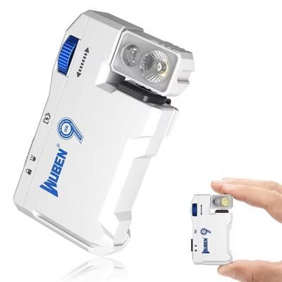 Rechargeable Mini EDC Flashlight With RGB Light And Dual Beam Modes white