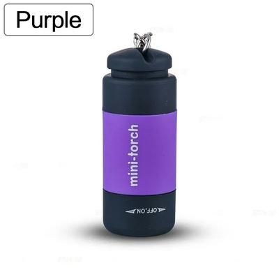USB Rechargeable LED Keychain Flashlight, Waterproof Mini Pocket Torch With Strong Light, Outdoor Hiking Camping Light purple