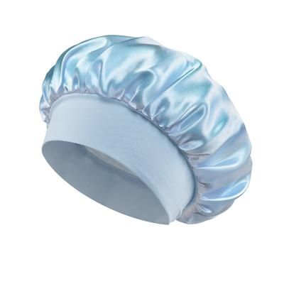 Soft Silk Satin Lined Bonnet For Sleeping, Large Satin Hair Bonnet For Women, Shower Cap & Hair Wrap For Long Hair light Blue