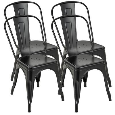 Stackable Metal Dining Chairs, Modern Industrial Bar Stools With Removable Backs & Foot Pads For Kitchen, Patio Stackable Metal Dining Chairs, Modern Industrial Bar Stools With Removable Backs & Foot Pads For Kitchen, Patio