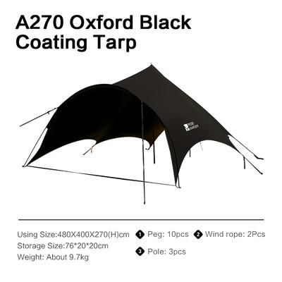 Garden Camping Black Coating Tarp Rainproof & UV Resistant Large Space Sunshade, Hexagonal Butterfly Sun Shelter black