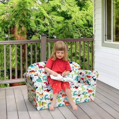 Double Kids Dinosaur Sofa Children Armrest Couch, Soft Velvet Toddler Chair With Backrest, Lightweight, ASTM Certified Double Kids Dinosaur Sofa Children Armrest Couch, Soft Velvet Toddler Chair With Backrest, Lightweight, ASTM Certified